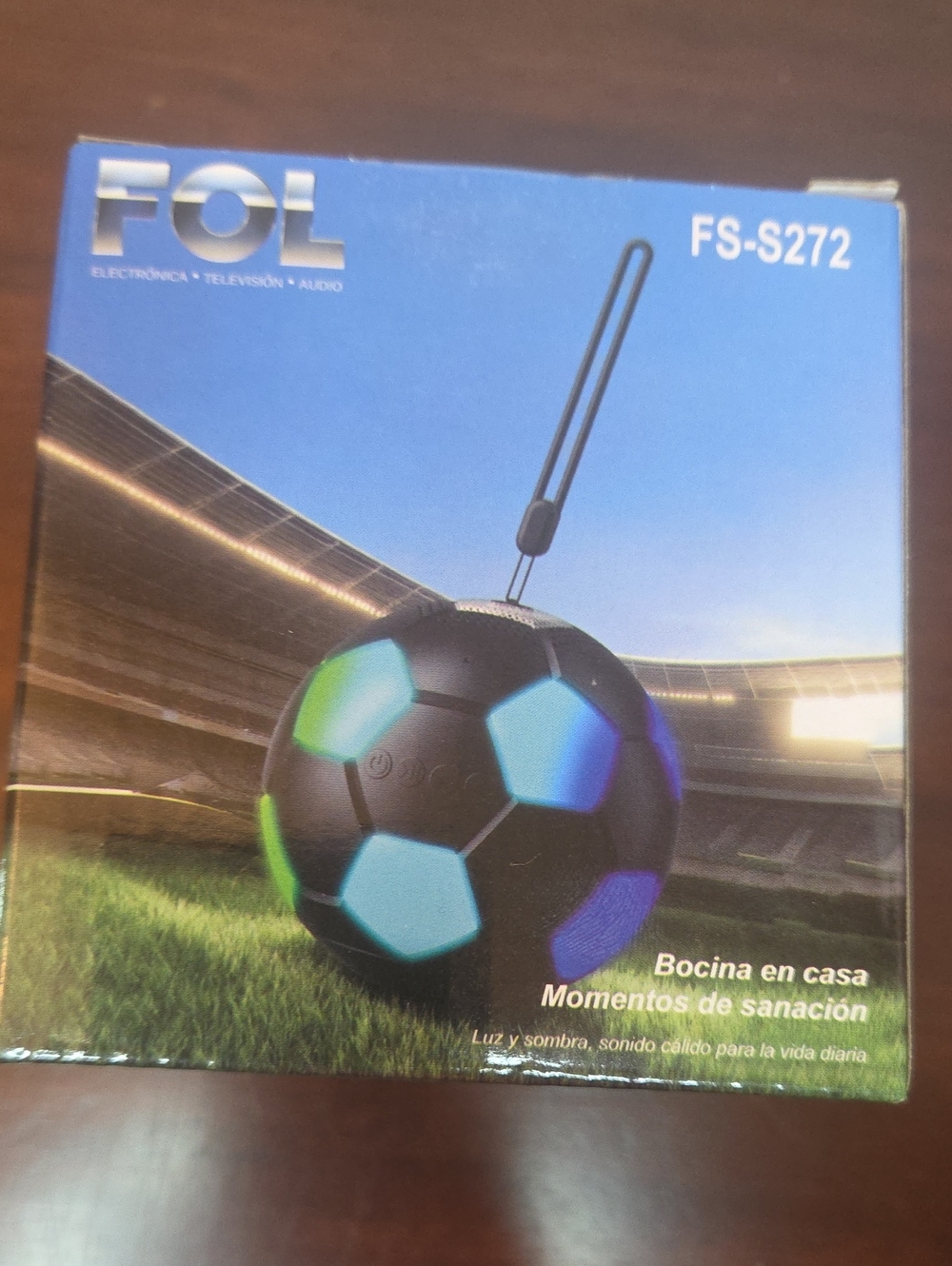 FOL FS-S272 Soccer Ball Bluetooth Speaker - Black with Blue & Green Lights